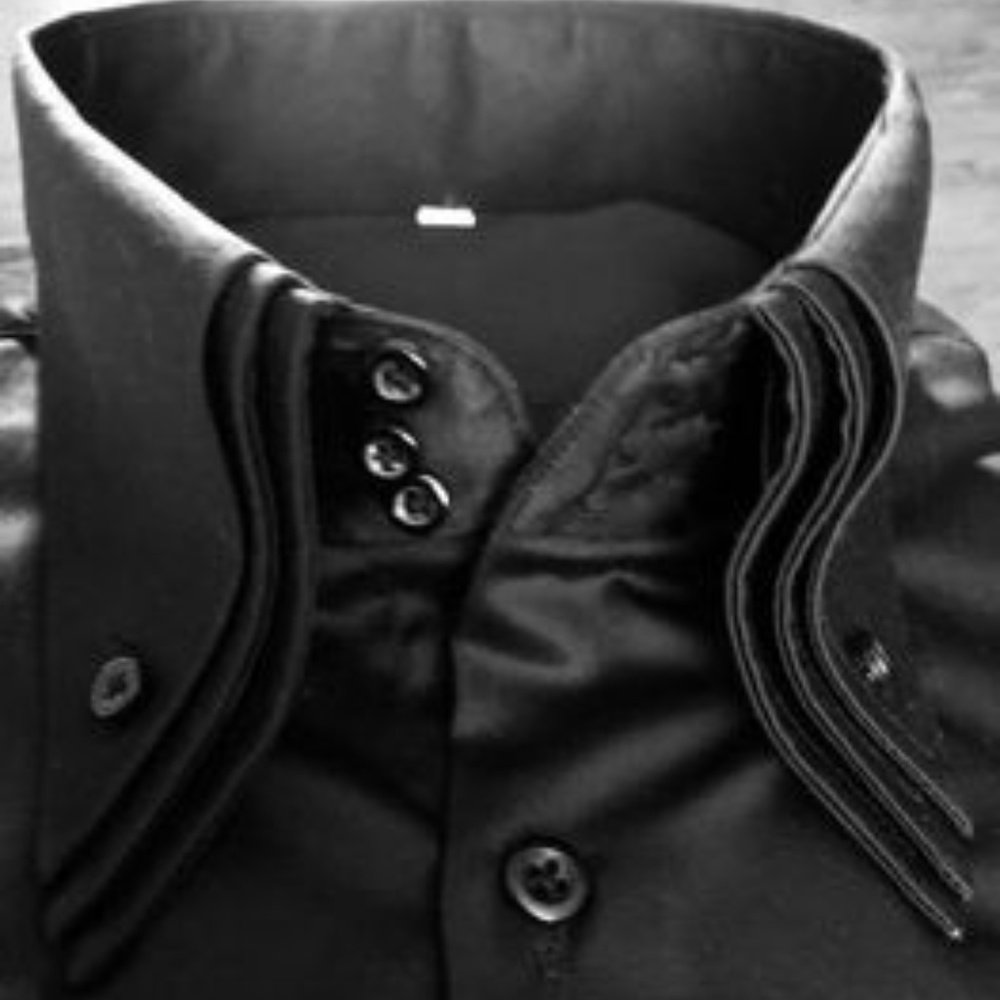 MorCouture Black Triple Collar Shirt